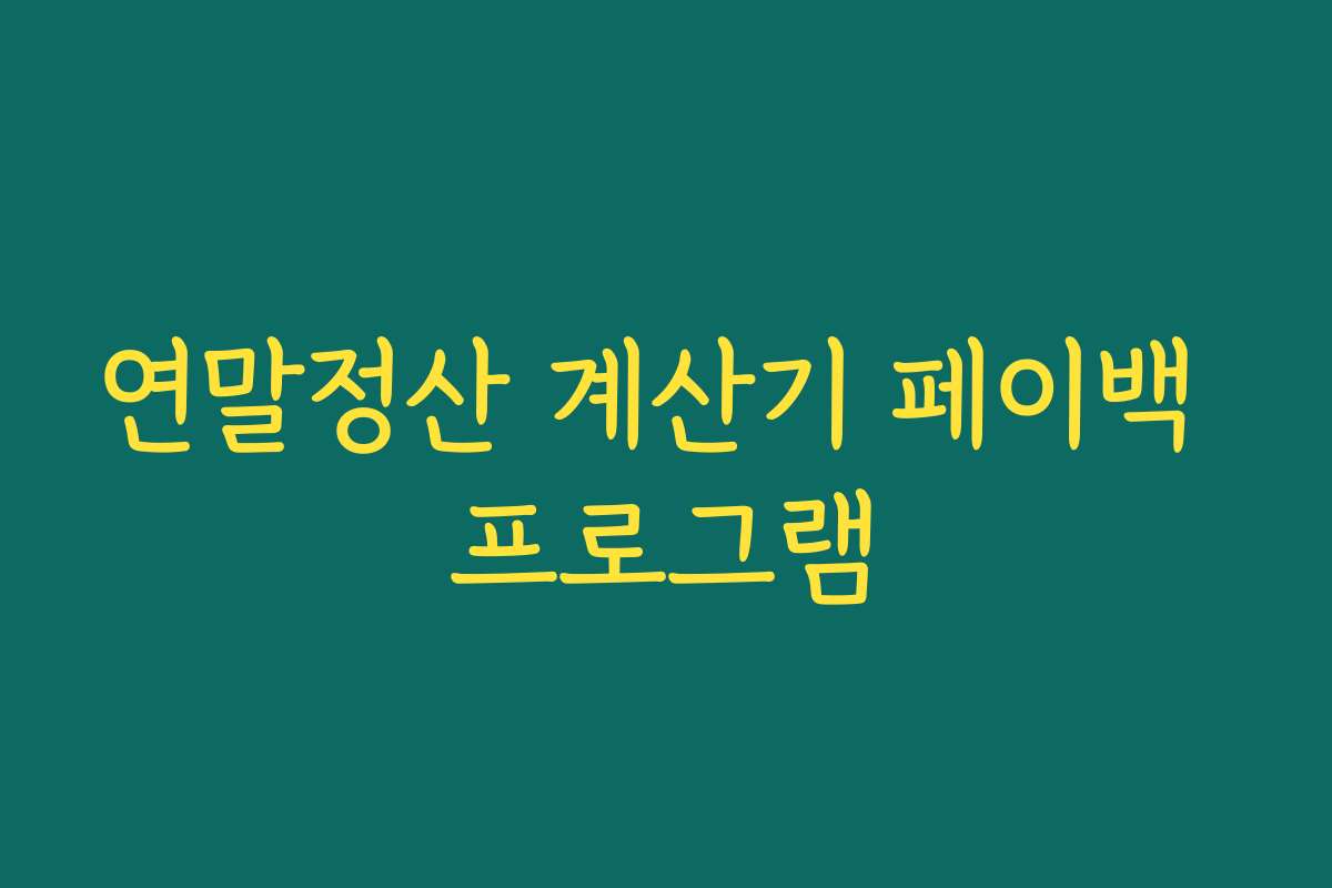 연말정산 계산기 페이백 프로그램