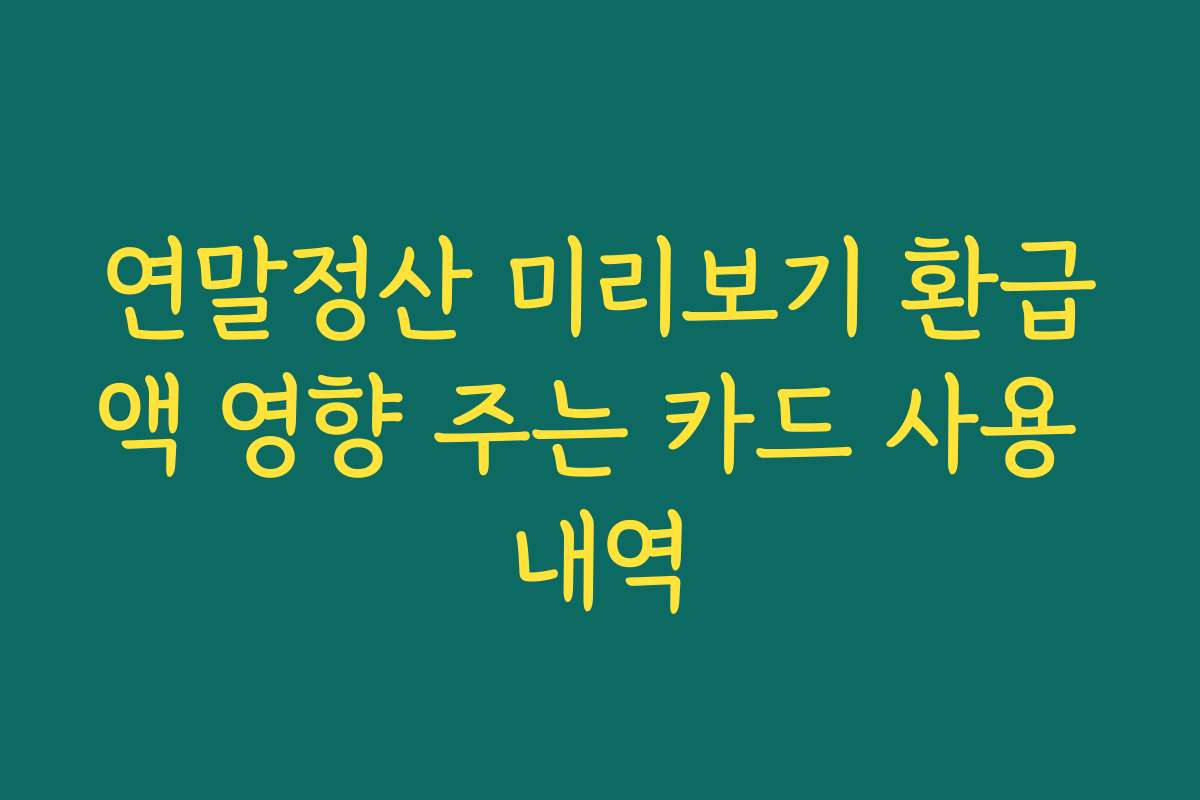 연말정산 미리보기 환급액 영향 주는 카드 사용 내역