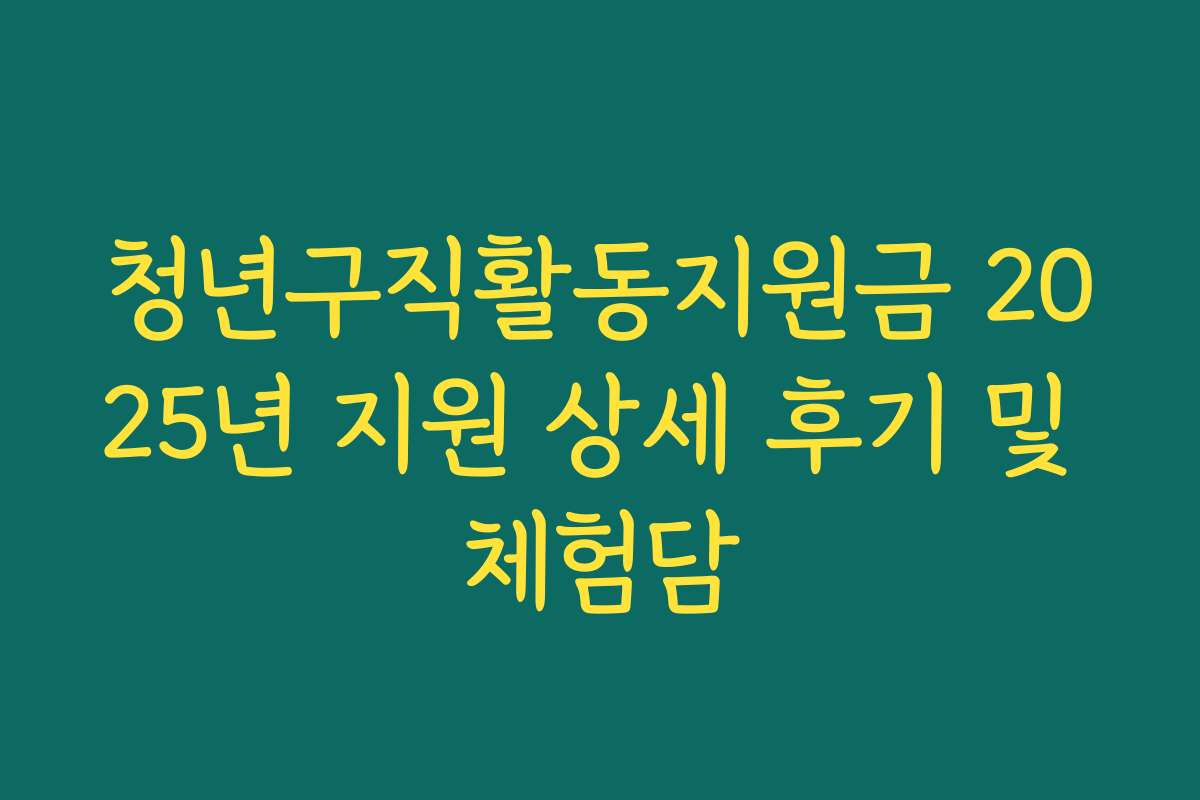 청년구직활동지원금 2025년 지원 상세 후기 및 체험담