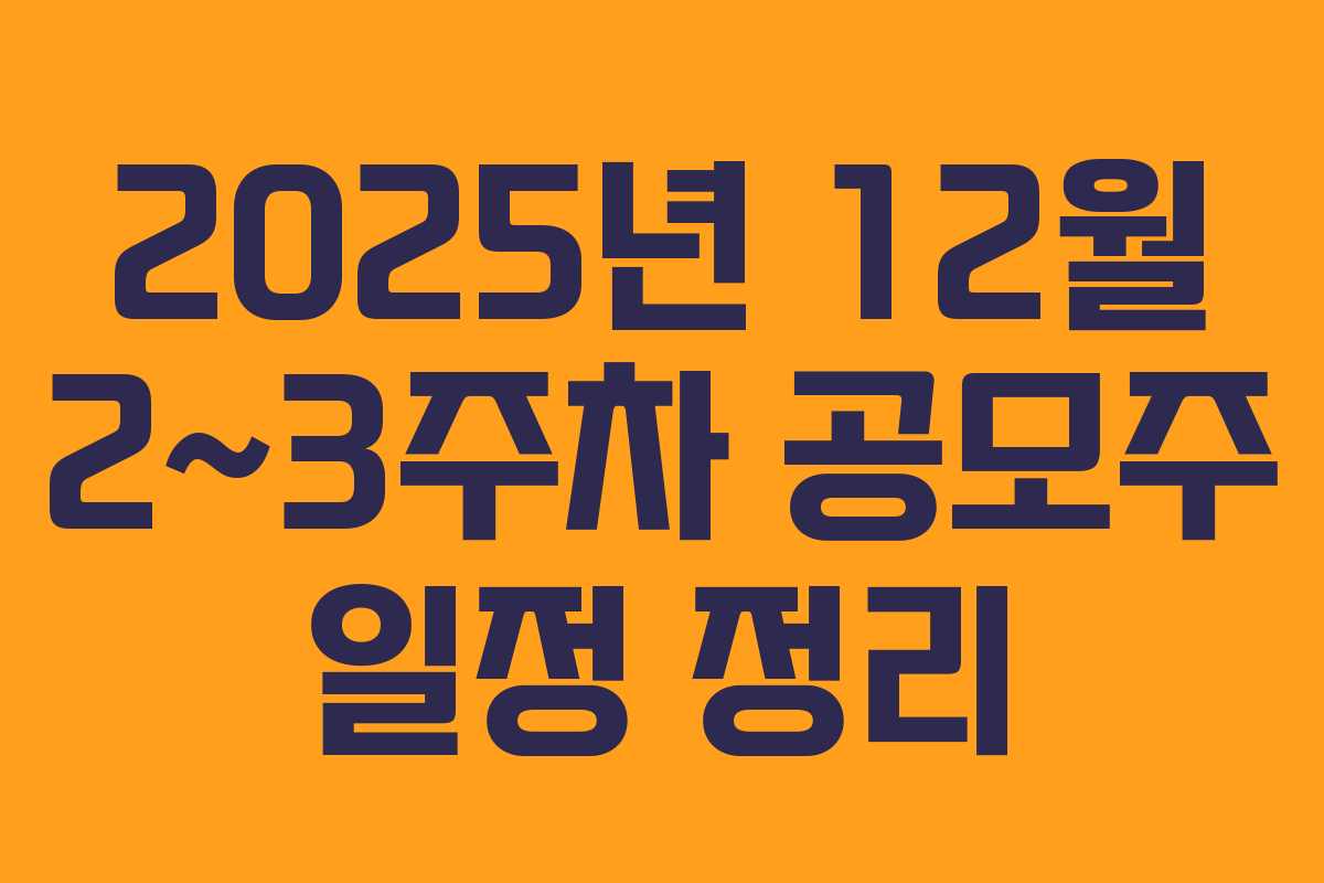 2025년 12월 2~3주차 공모주 일정 정리