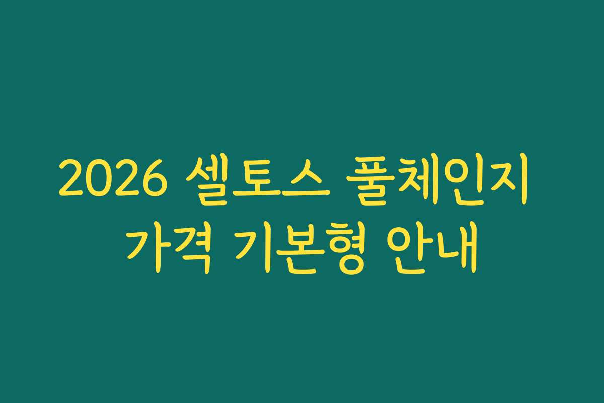 2026 셀토스 풀체인지 가격 기본형 안내