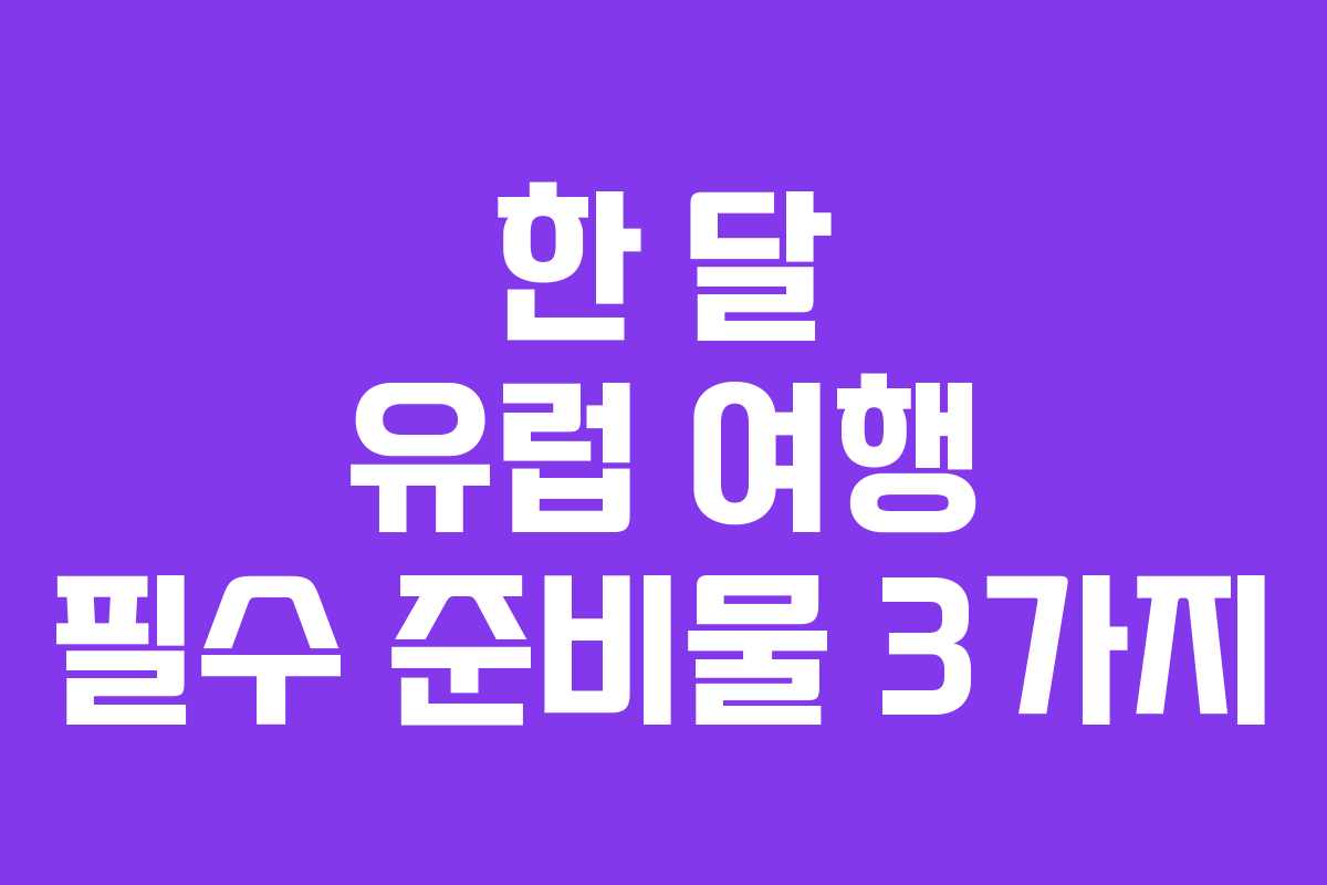 한 달 유럽 여행 필수 준비물 3가지