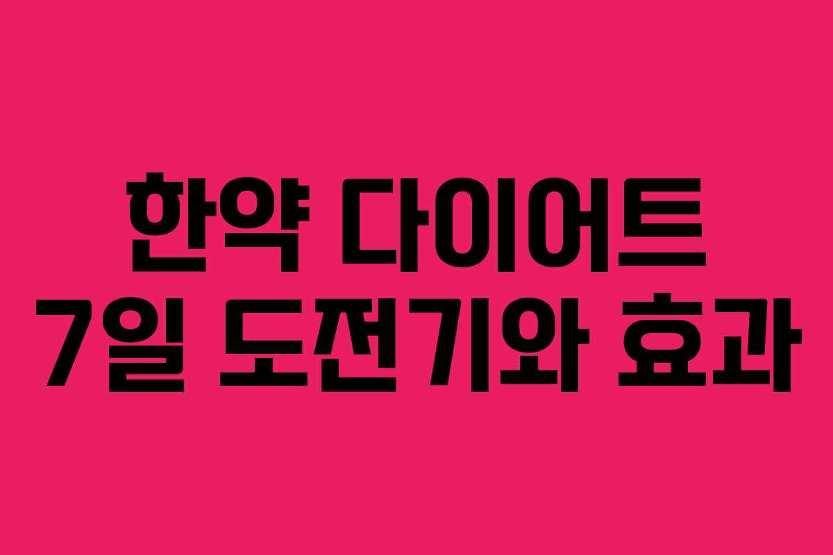 한약 다이어트 7일 도전기와 효과