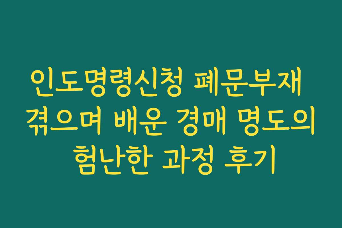 인도명령신청 폐문부재 겪으며 배운 경매 명도의 험난한 과정 후기