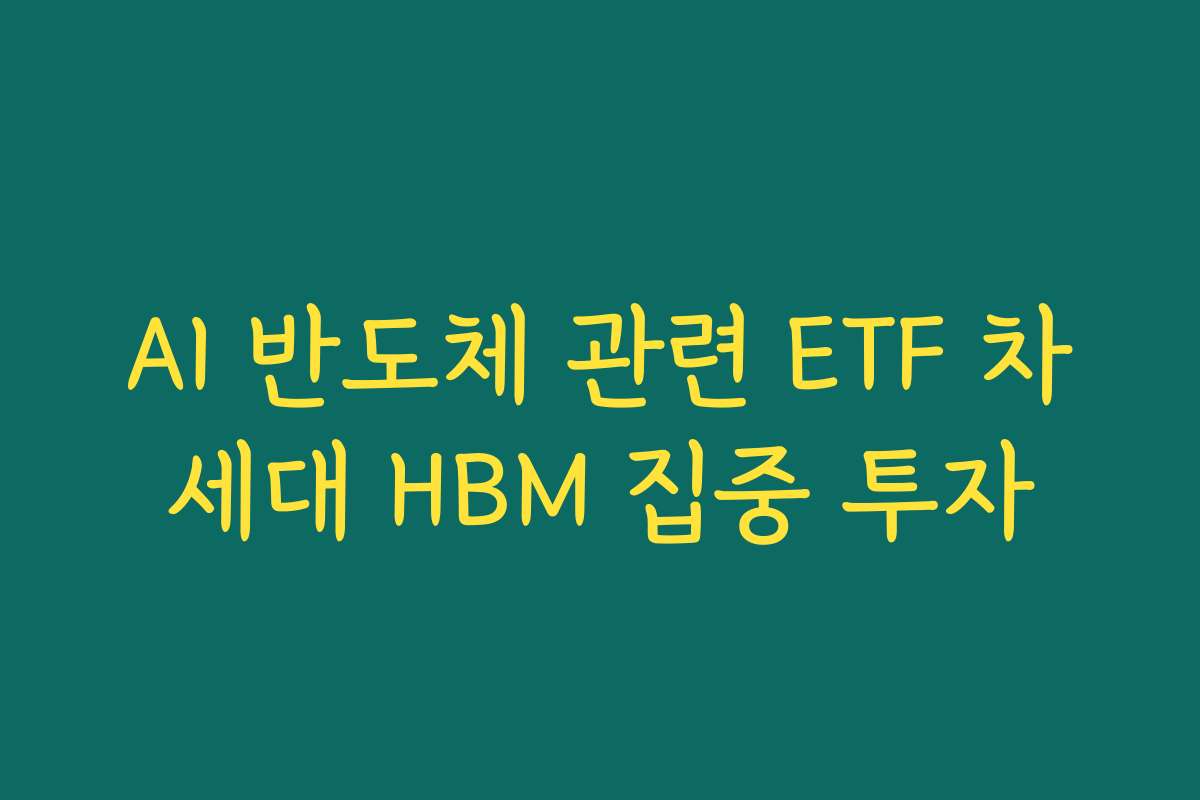 AI 반도체 관련 ETF 차세대 HBM 집중 투자