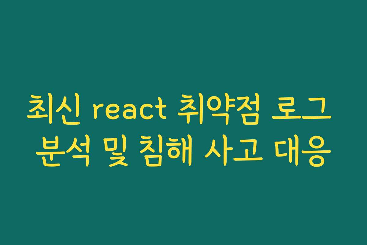 최신 react 취약점 로그 분석 및 침해 사고 대응