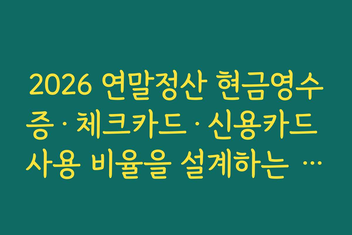 2026 연말정산 현금영수증·체크카드·신용카드 사용 비율을 설계하는 연간 플랜