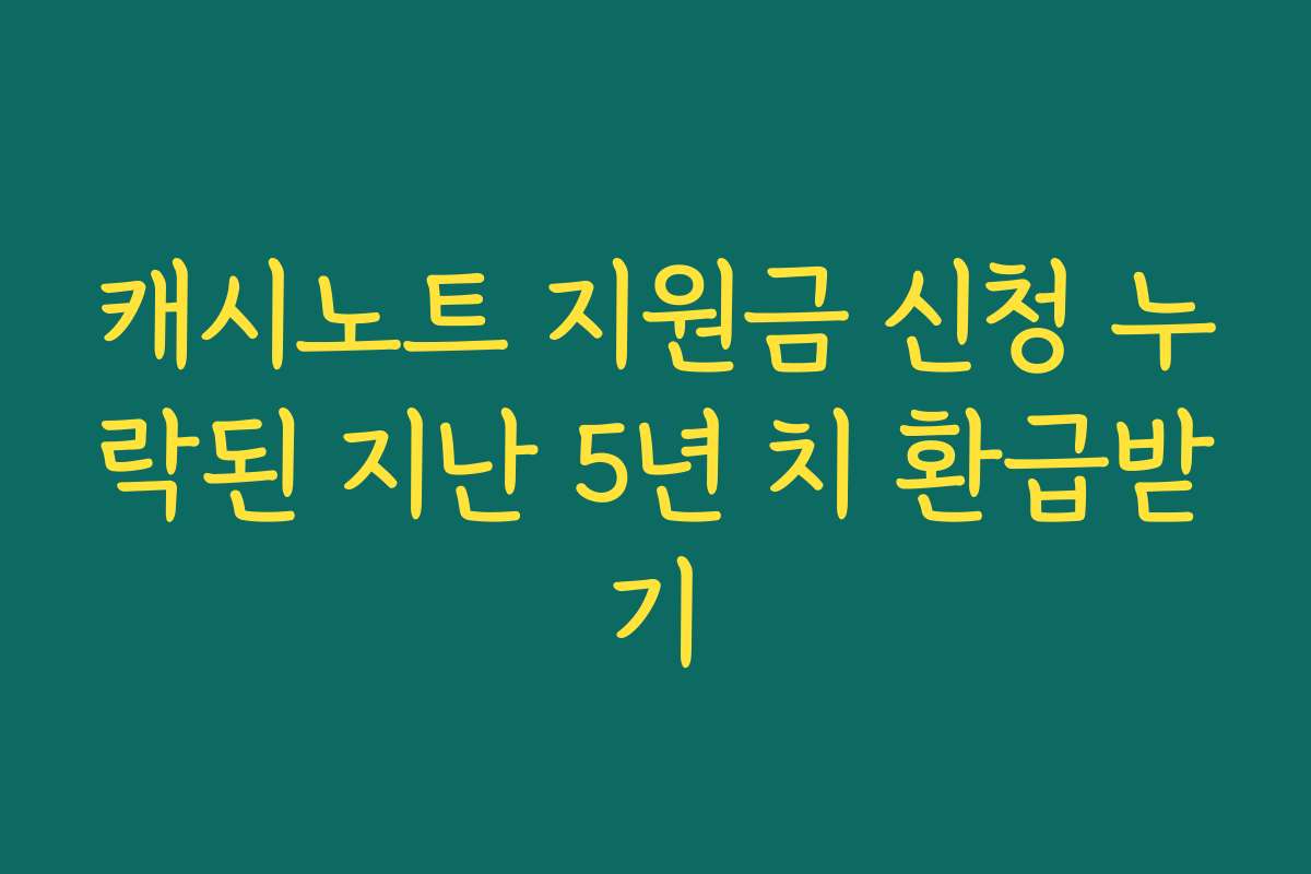 캐시노트 지원금 신청 누락된 지난 5년 치 환급받기