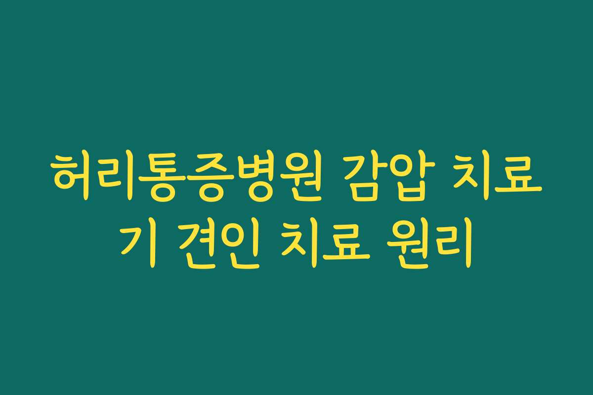 허리통증병원 감압 치료기 견인 치료 원리