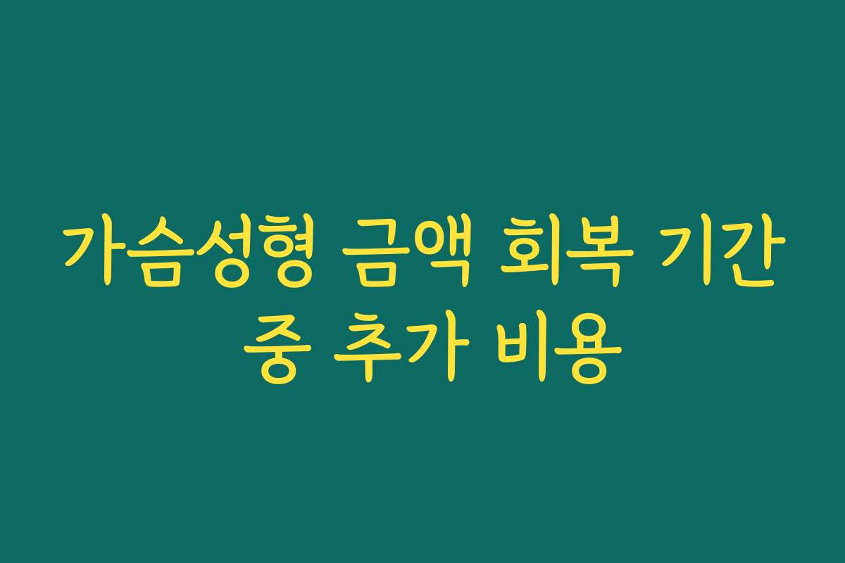 가슴성형 금액 회복 기간 중 추가 비용