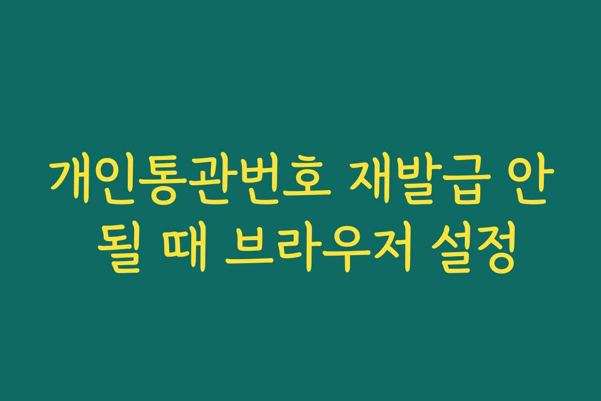 개인통관번호 재발급 안 될 때 브라우저 설정