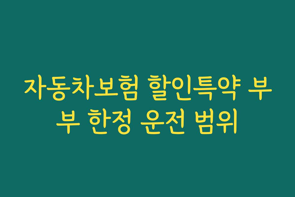 자동차보험 할인특약 부부 한정 운전 범위