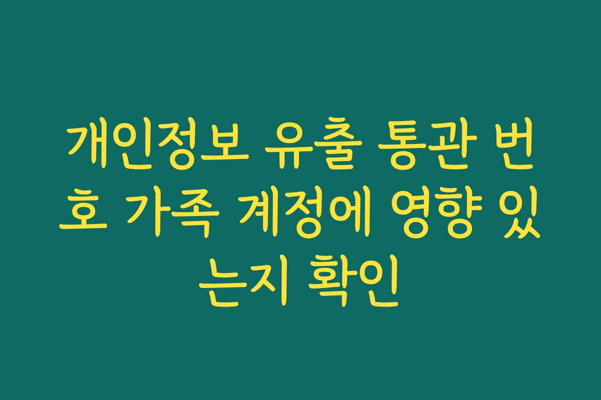 개인정보 유출 통관 번호 가족 계정에 영향 있는지 확인