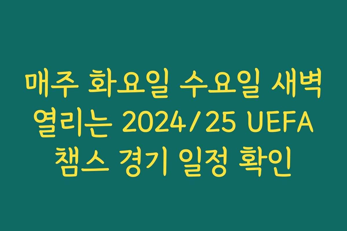 매주 화요일 수요일 새벽 열리는 2024/25 UEFA 챔스 경기 일정 확인