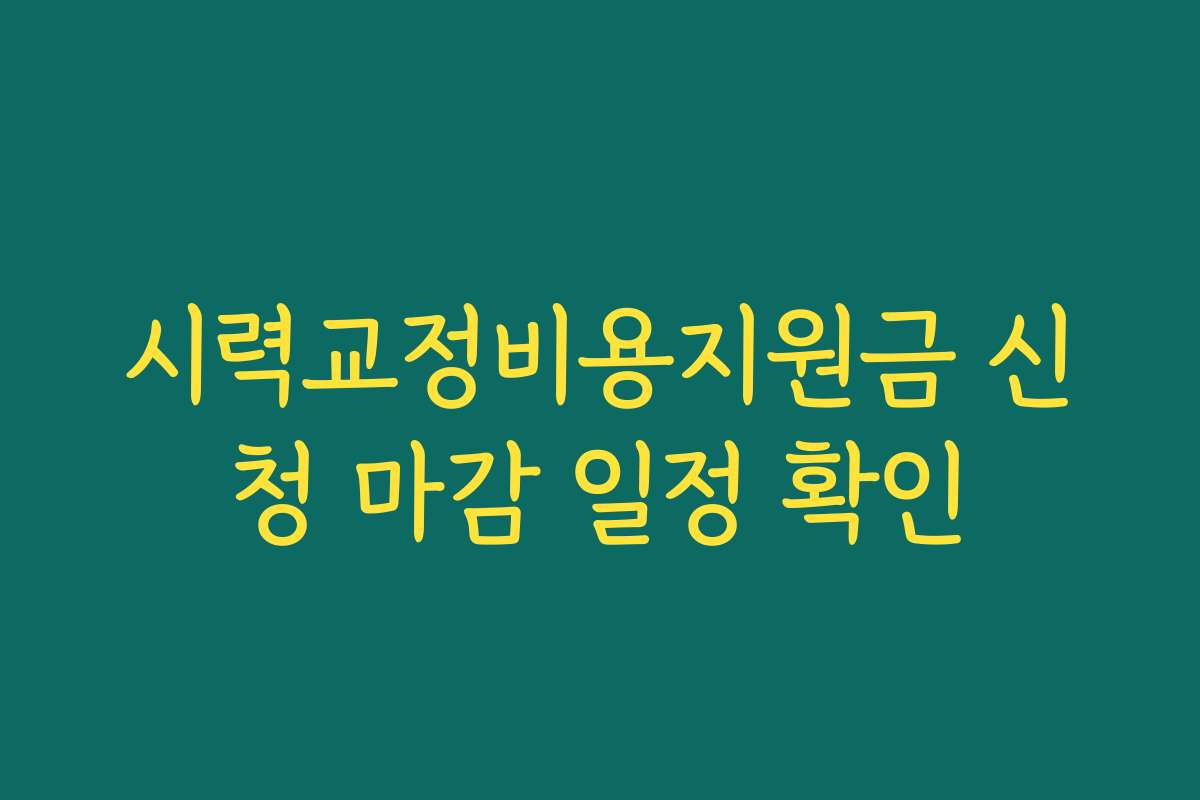 시력교정비용지원금 신청 마감 일정 확인