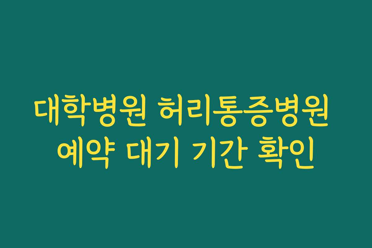 대학병원 허리통증병원 예약 대기 기간 확인