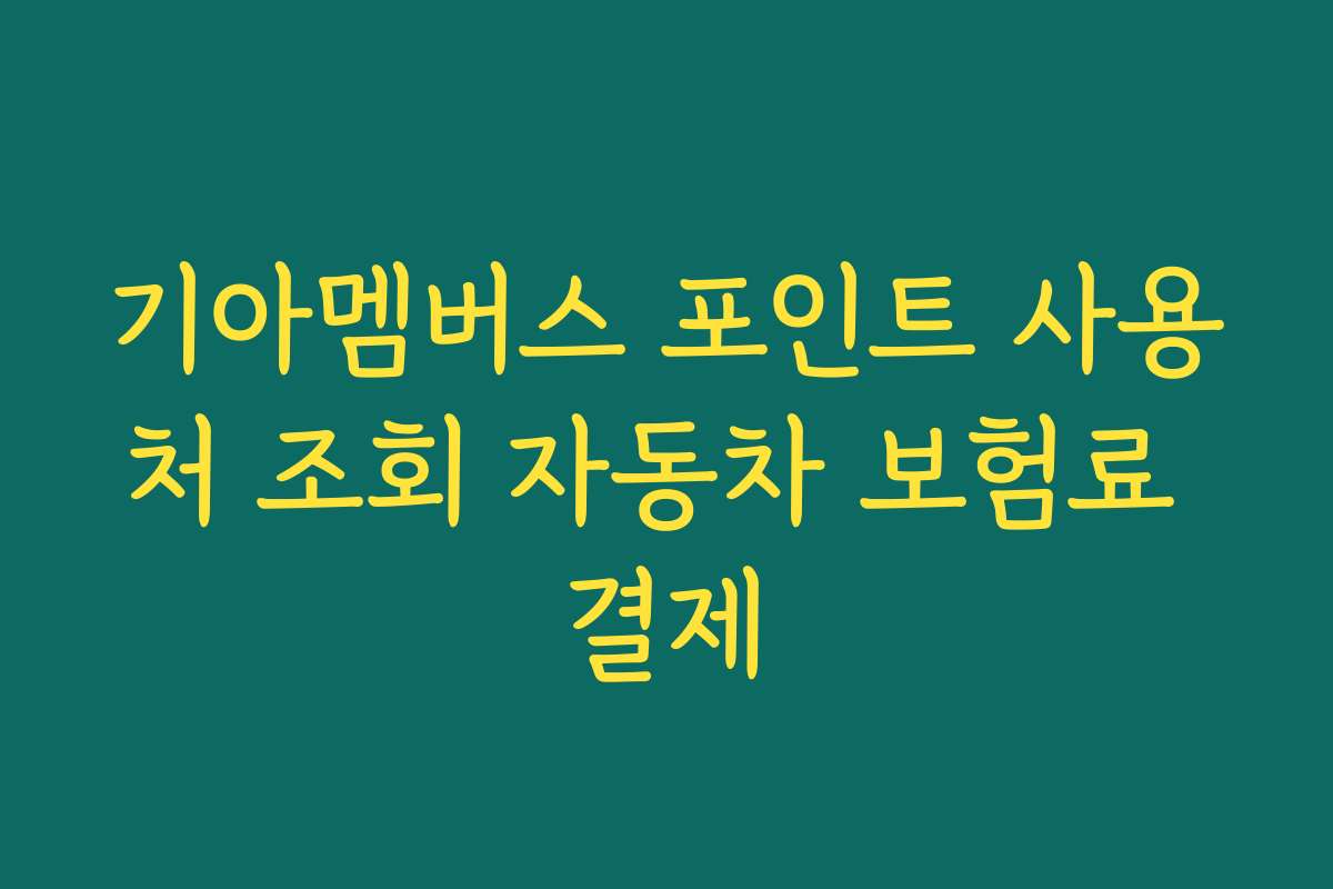 기아멤버스 포인트 사용처 조회 자동차 보험료 결제