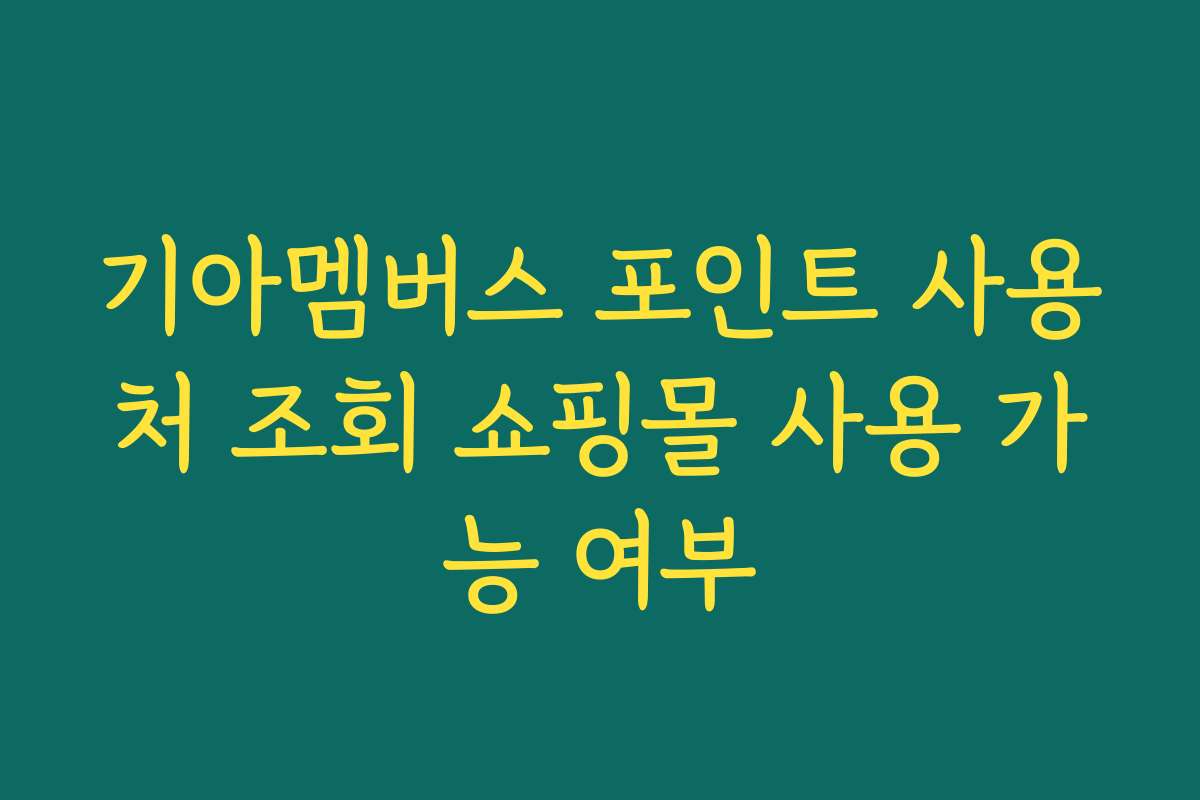 기아멤버스 포인트 사용처 조회 쇼핑몰 사용 가능 여부