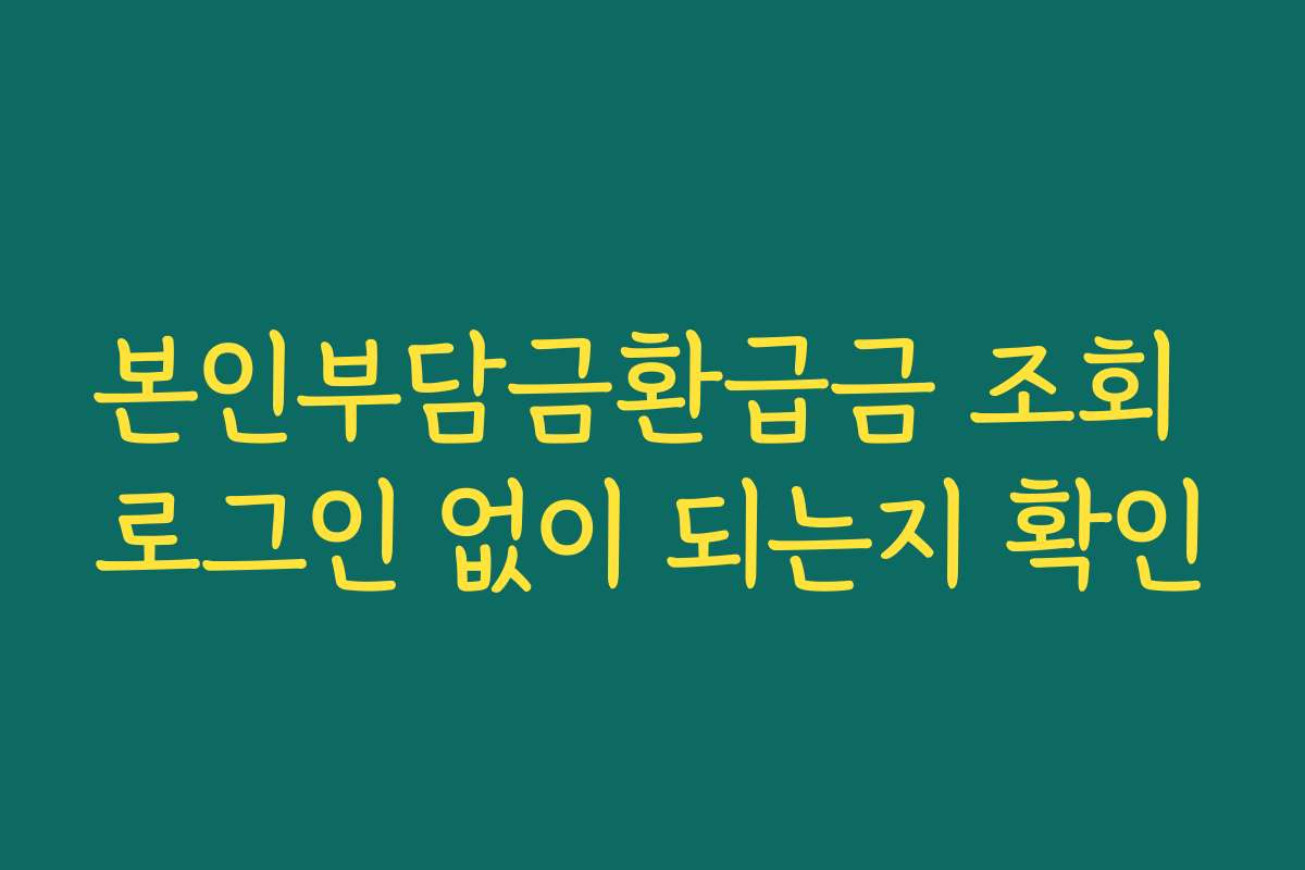 본인부담금환급금 조회 로그인 없이 되는지 확인