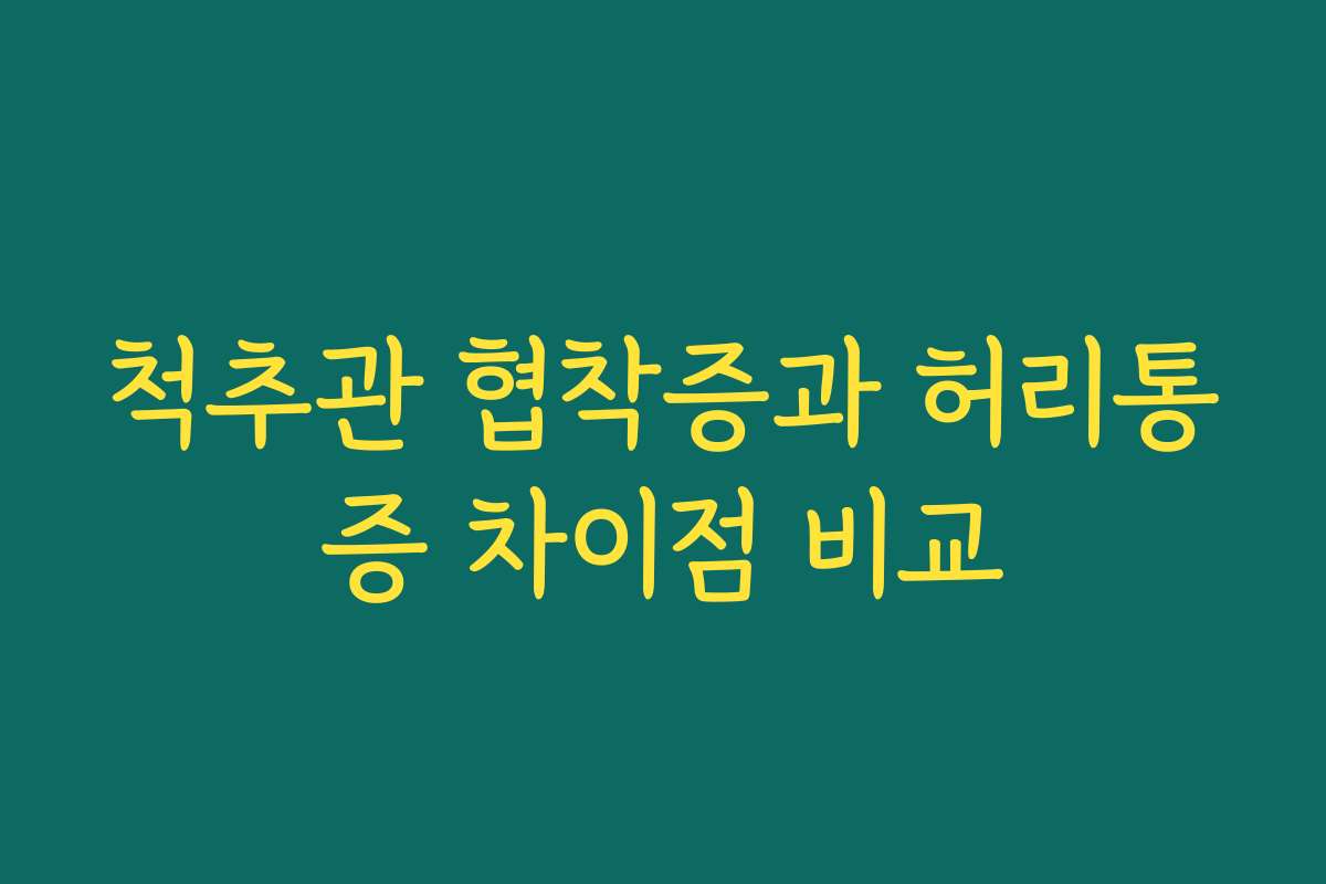 척추관 협착증과 허리통증 차이점 비교