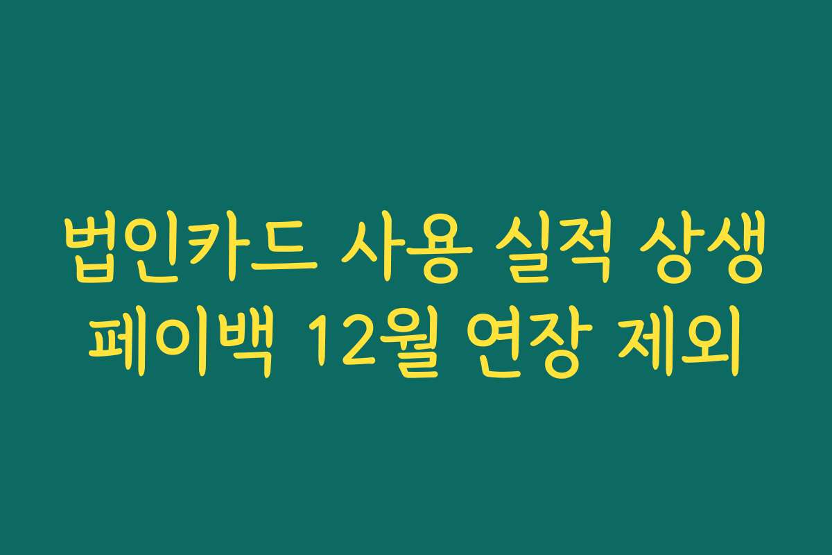 법인카드 사용 실적 상생페이백 12월 연장 제외