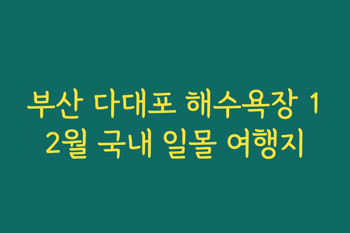부산 다대포 해수욕장 12월 국내 일몰 여행지