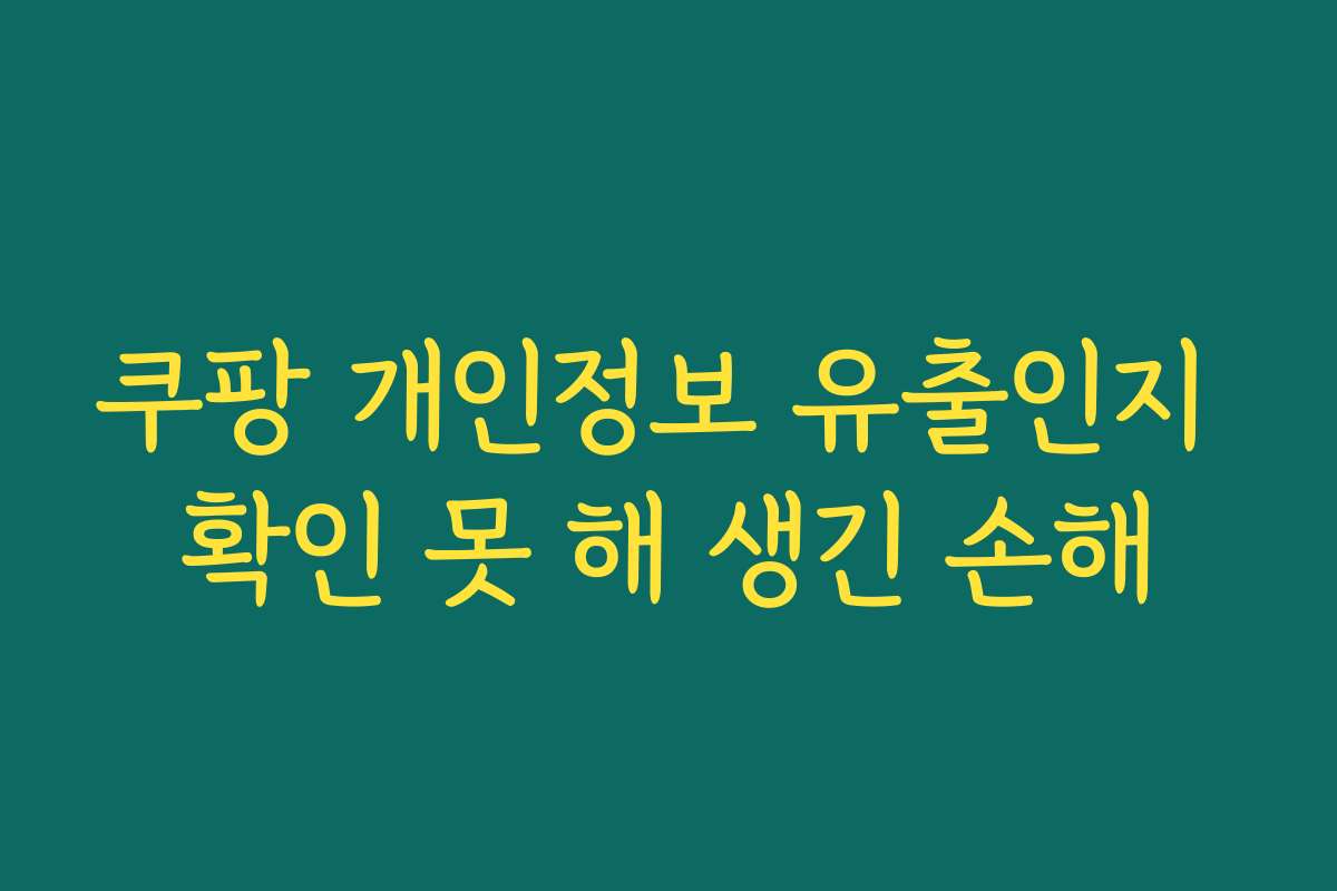 쿠팡 개인정보 유출인지 확인 못 해 생긴 손해