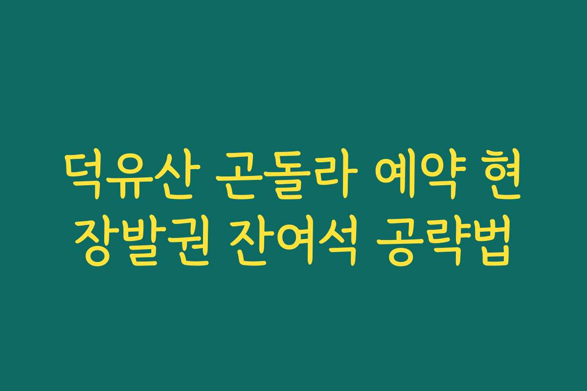 덕유산 곤돌라 예약 현장발권 잔여석 공략법