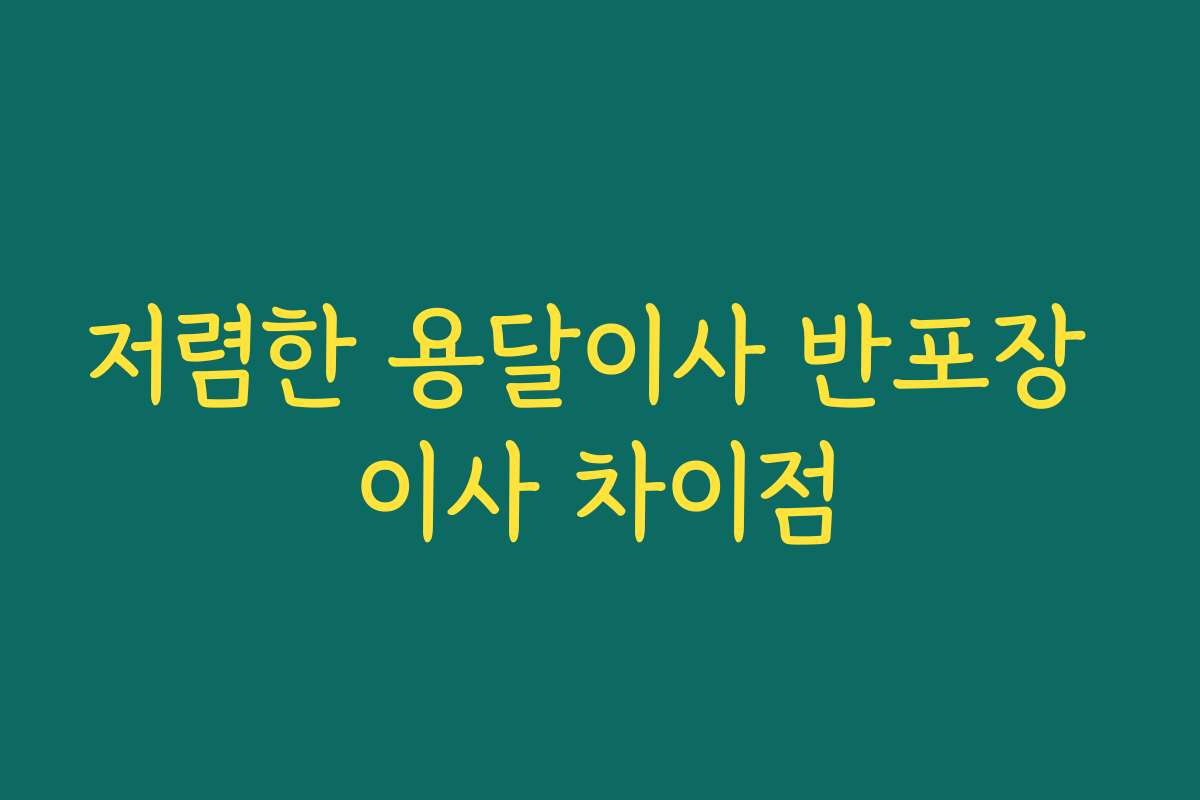 저렴한 용달이사 반포장 이사 차이점
