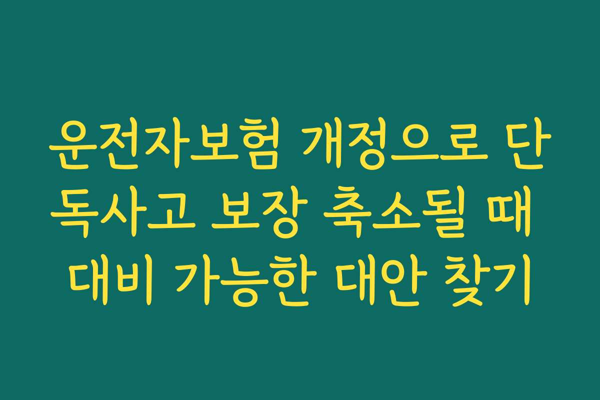 운전자보험 개정으로 단독사고 보장 축소될 때 대비 가능한 대안 찾기