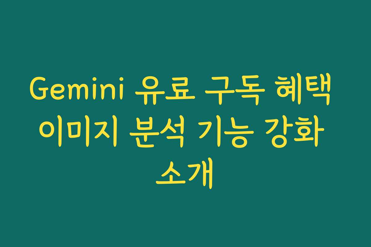 Gemini 유료 구독 혜택 이미지 분석 기능 강화 소개