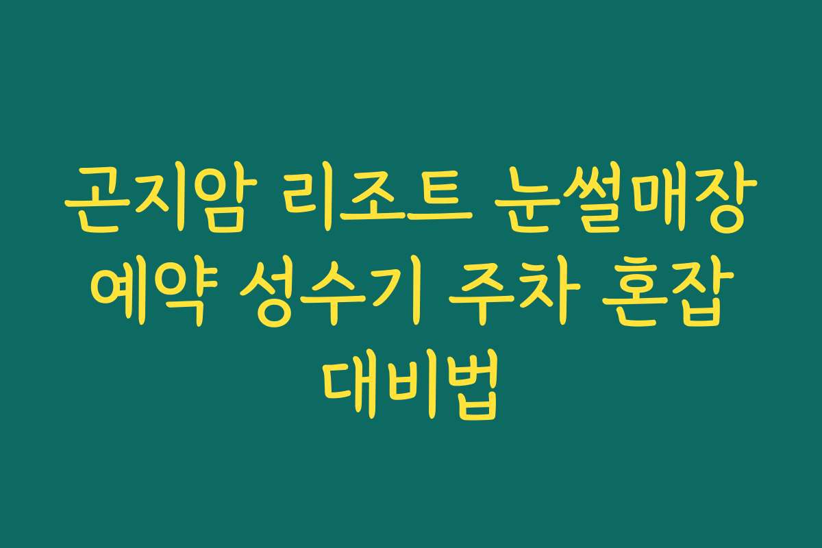 곤지암 리조트 눈썰매장 예약 성수기 주차 혼잡 대비법