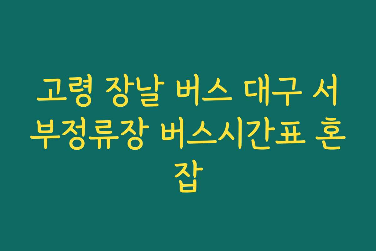 고령 장날 버스 대구 서부정류장 버스시간표 혼잡