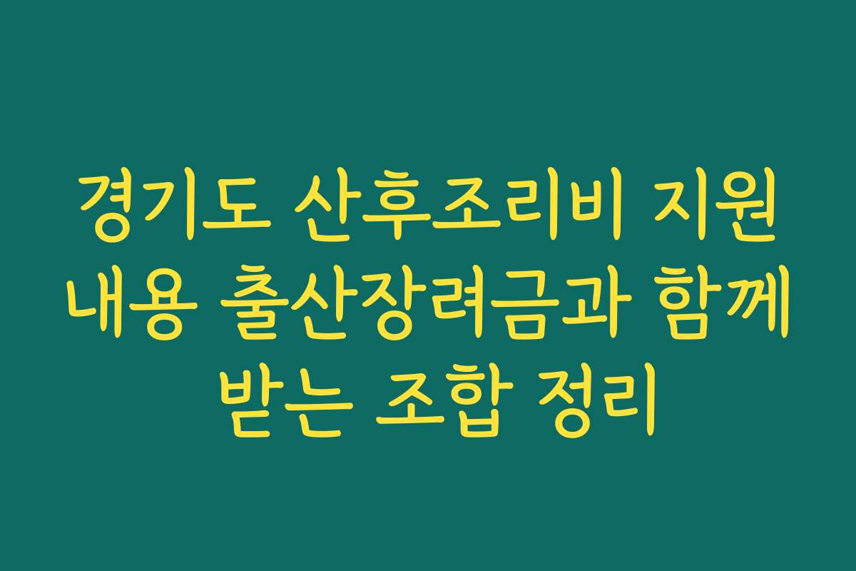 경기도 산후조리비 지원내용 출산장려금과 함께 받는 조합 정리