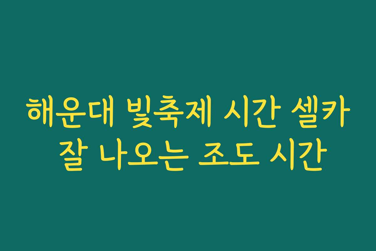 해운대 빛축제 시간 셀카 잘 나오는 조도 시간