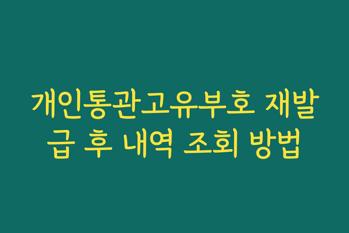개인통관고유부호 재발급 후 내역 조회 방법