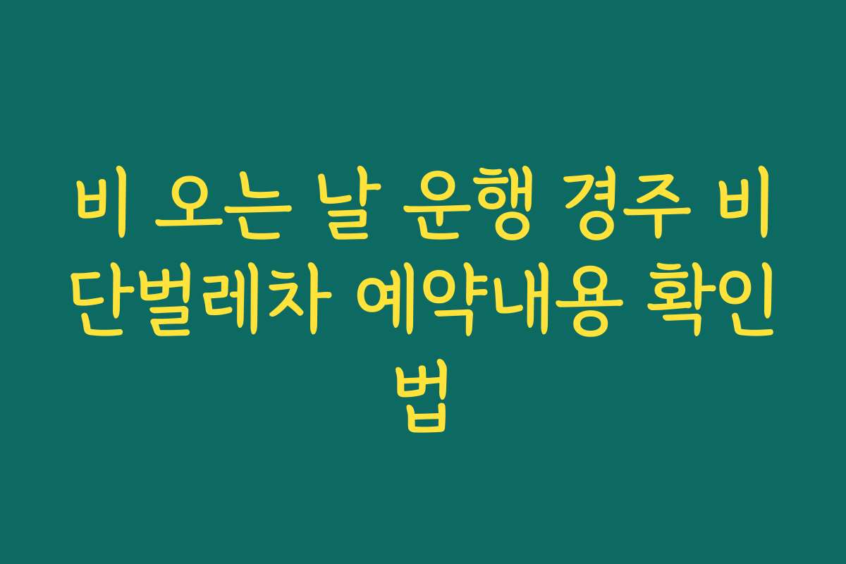 비 오는 날 운행 경주 비단벌레차 예약내용 확인법