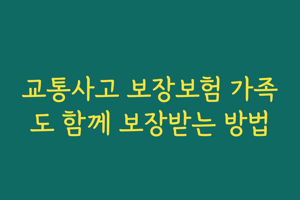교통사고 보장보험 가족도 함께 보장받는 방법