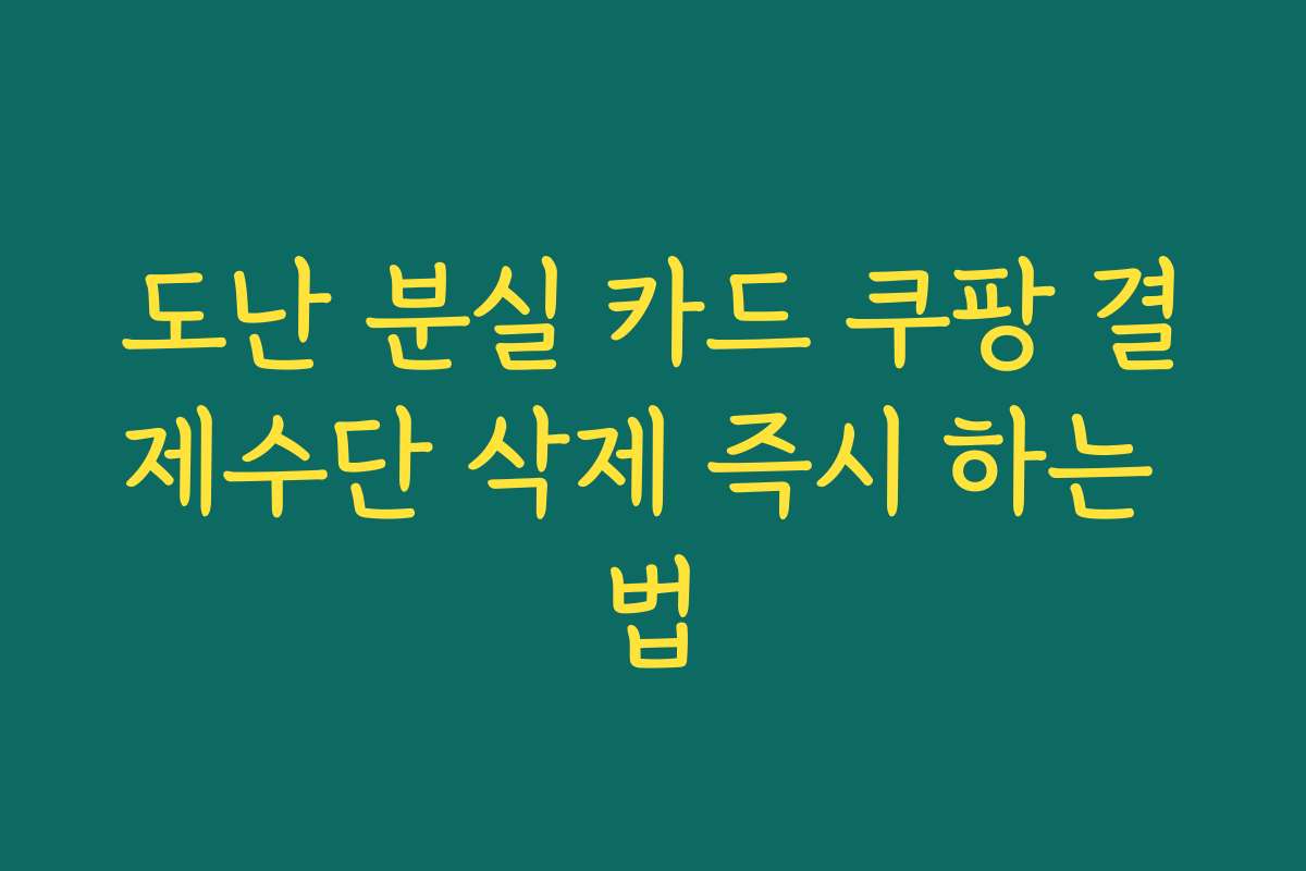 도난 분실 카드 쿠팡 결제수단 삭제 즉시 하는 법