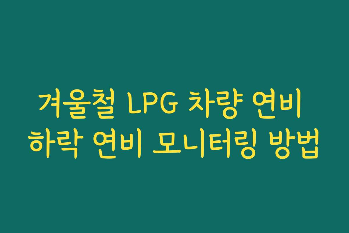 겨울철 LPG 차량 연비 하락 연비 모니터링 방법
