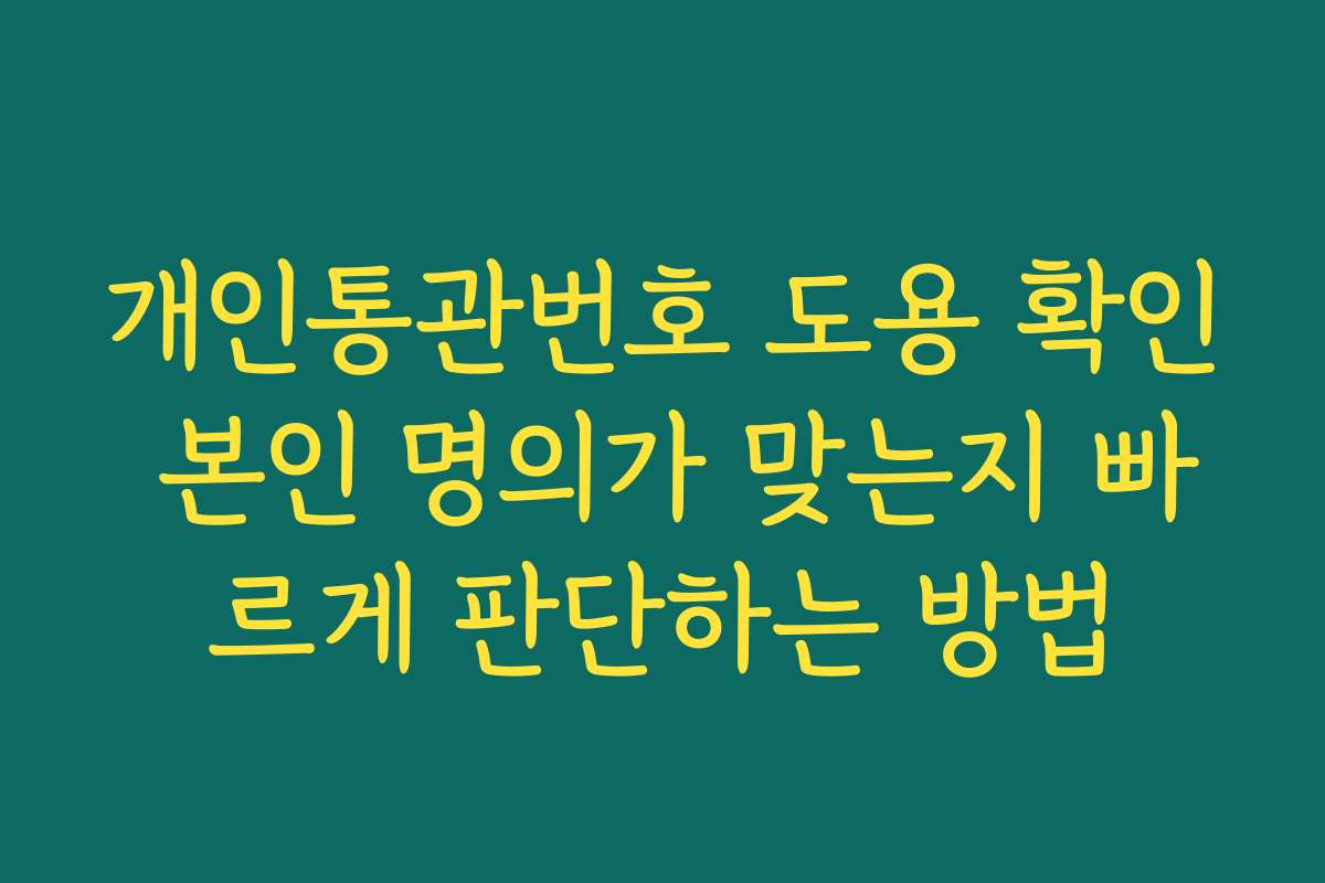 개인통관번호 도용 확인 본인 명의가 맞는지 빠르게 판단하는 방법