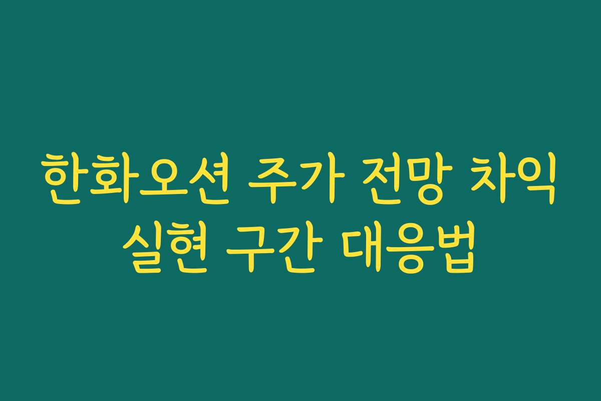 한화오션 주가 전망 차익실현 구간 대응법