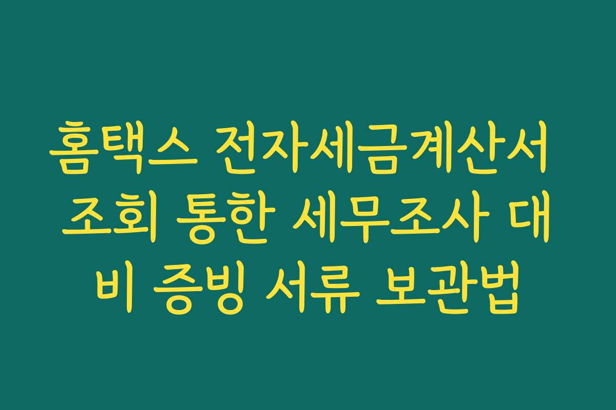 홈택스 전자세금계산서 조회 통한 세무조사 대비 증빙 서류 보관법