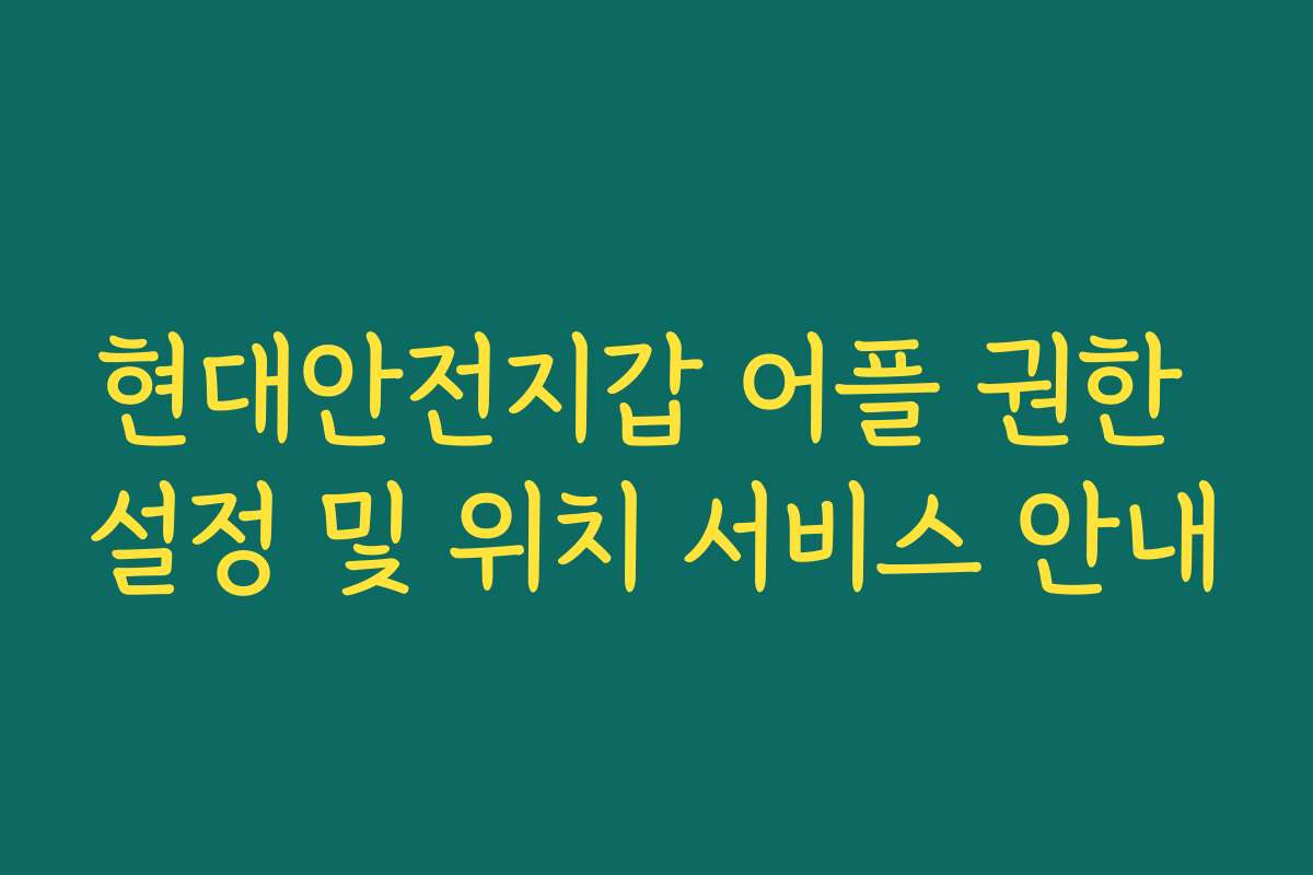 현대안전지갑 어플 권한 설정 및 위치 서비스 안내