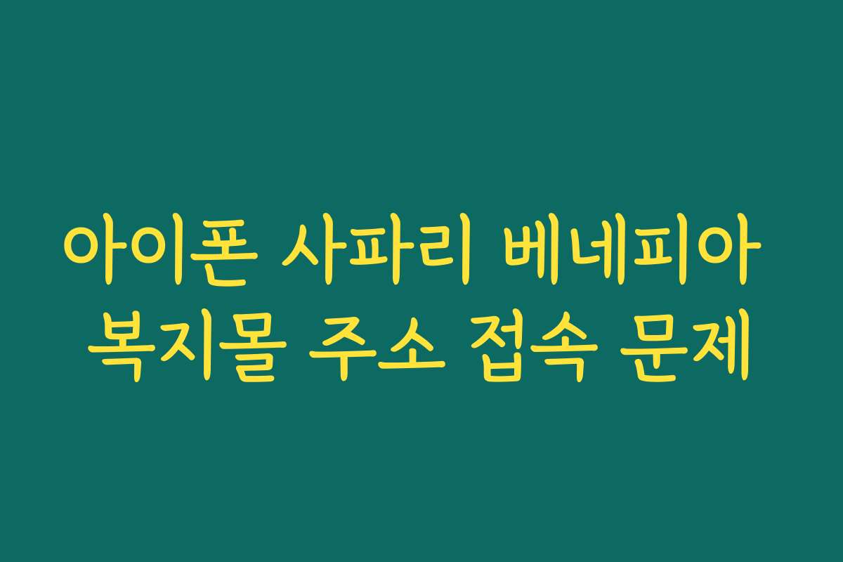 아이폰 사파리 베네피아 복지몰 주소 접속 문제