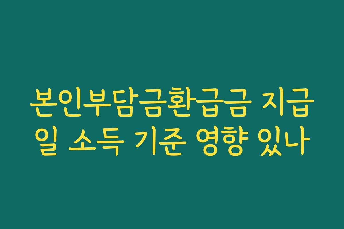 본인부담금환급금 지급일 소득 기준 영향 있나