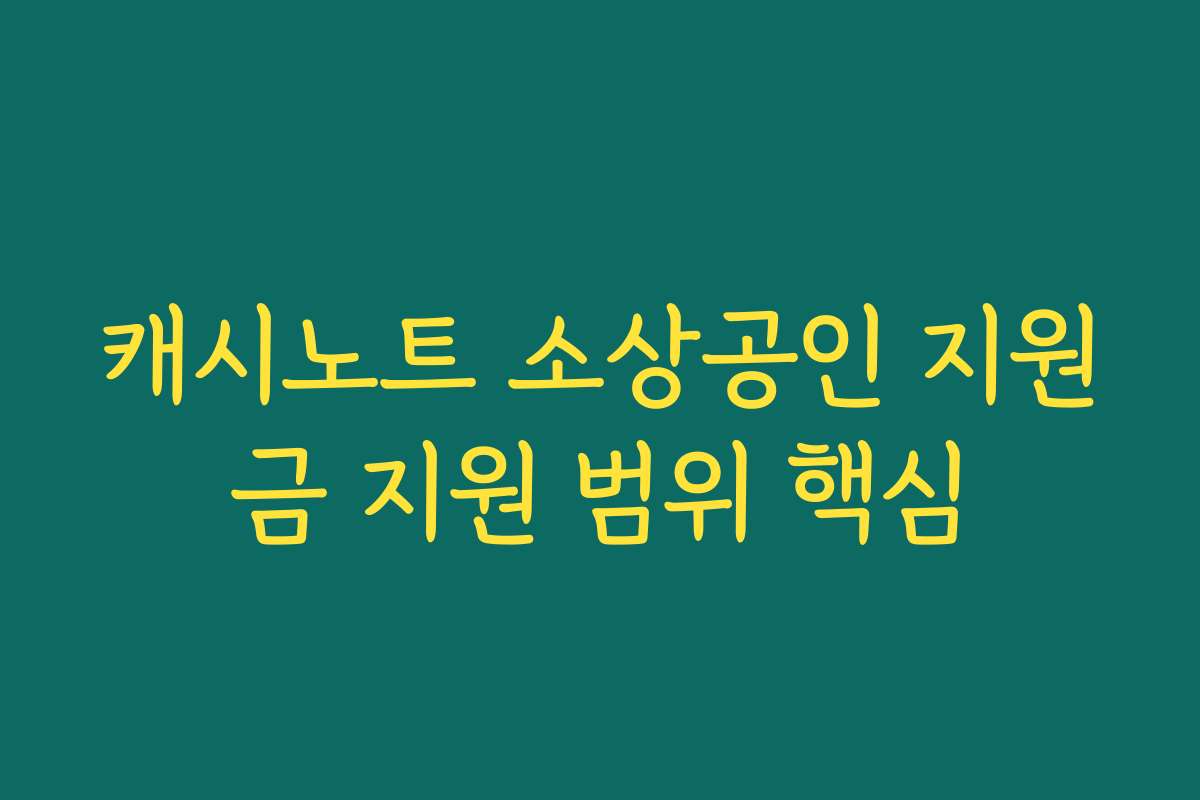 캐시노트 소상공인 지원금 지원 범위 핵심