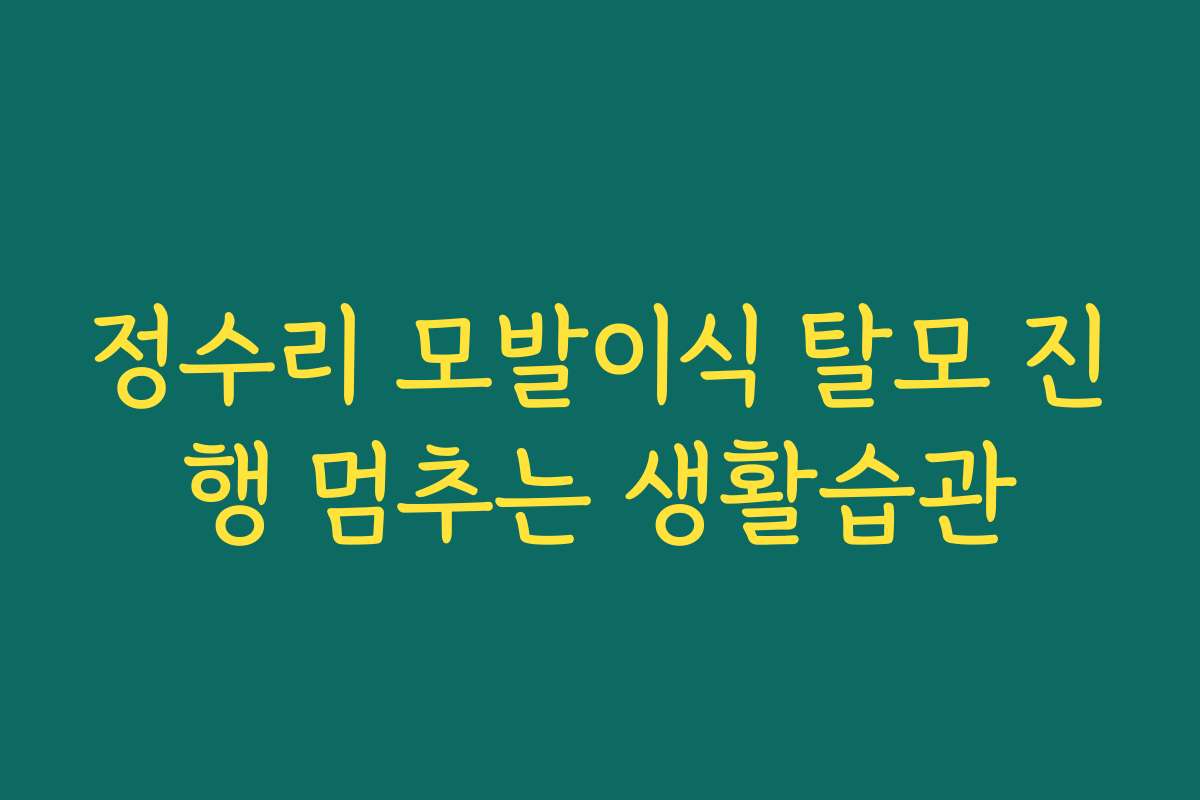 정수리 모발이식 탈모 진행 멈추는 생활습관