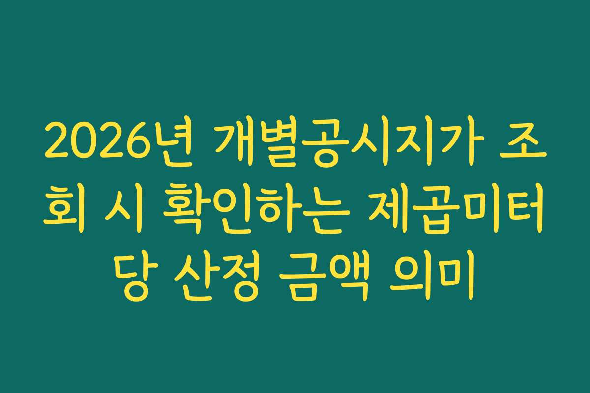2026년 개별공시지가 조회 시 확인하는 제곱미터당 산정 금액 의미