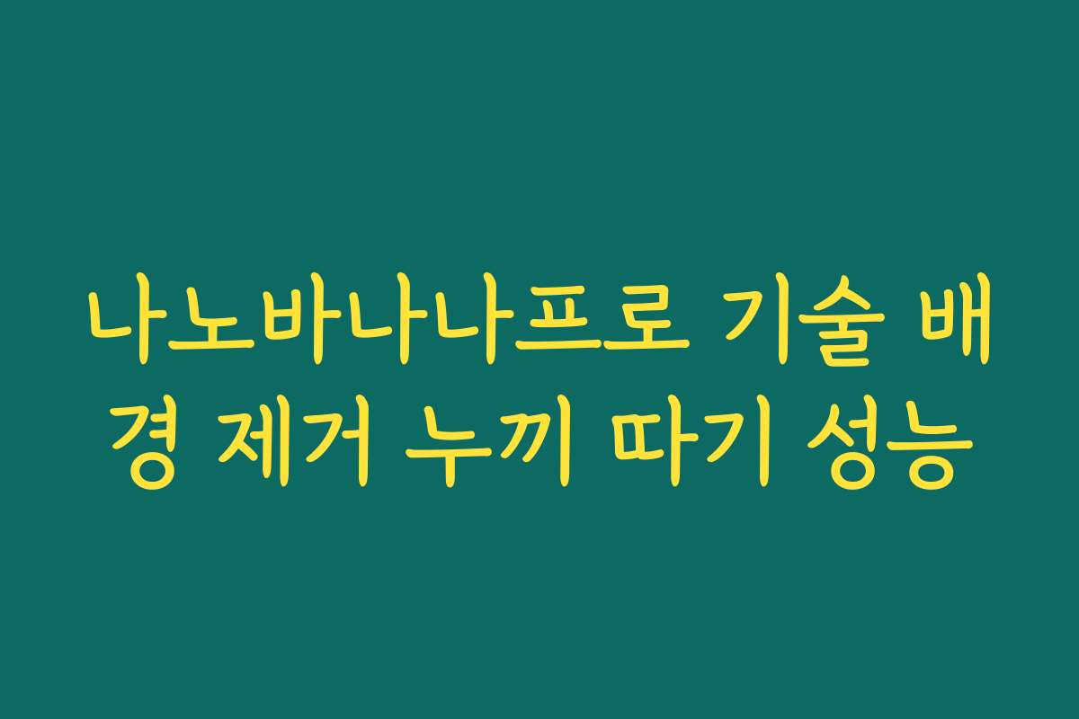 나노바나나프로 기술 배경 제거 누끼 따기 성능